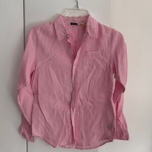 Janie and Jack Pink Linen Casual Button Down Shirt